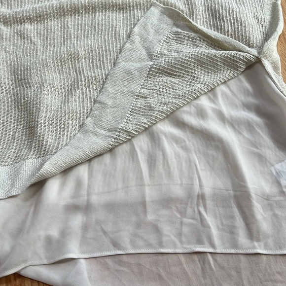 New! Lucky Brand XlL silver mesh shimmery linen blend  overlay top. - Picture 9 of 10